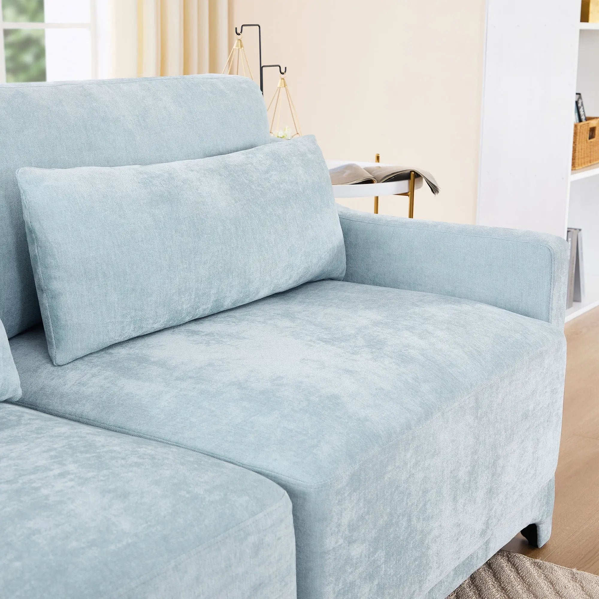 Stylish Sofa With Ottoman And Lumbar Pillows, Ergonomic Design by HouseOfZazla
