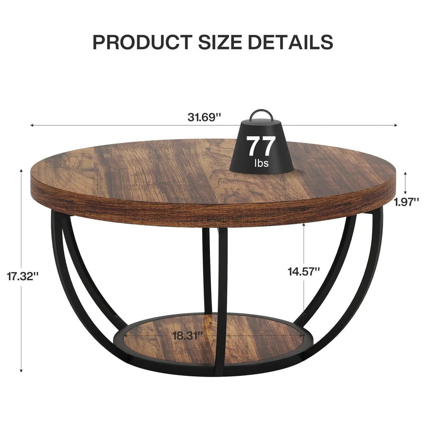 2 Tier Circle Coffee Table With Storage Shelves by HouseOfZazla