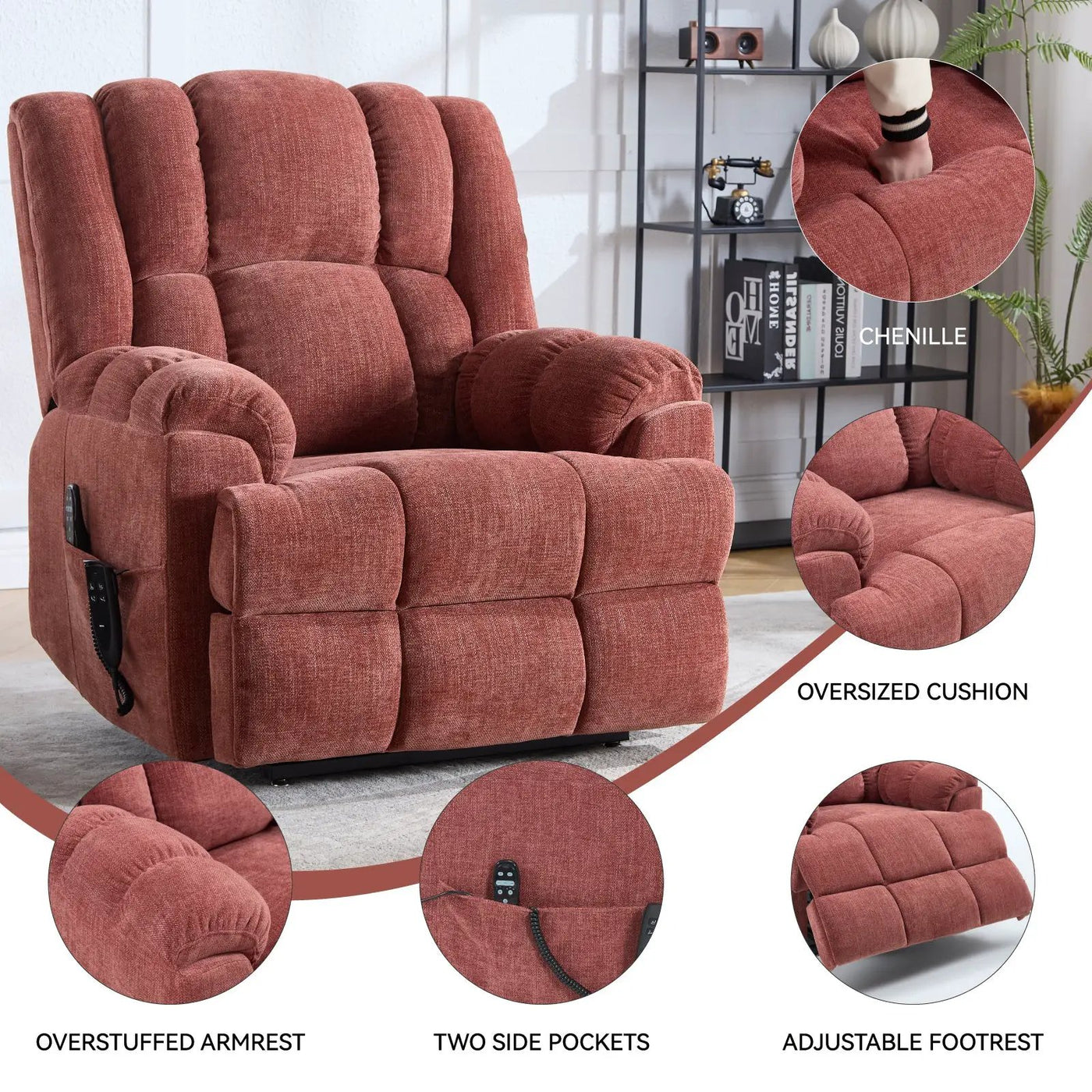 Dual Motor Heat Massage Electric Power Lift Recliner by HouseOfZazla
