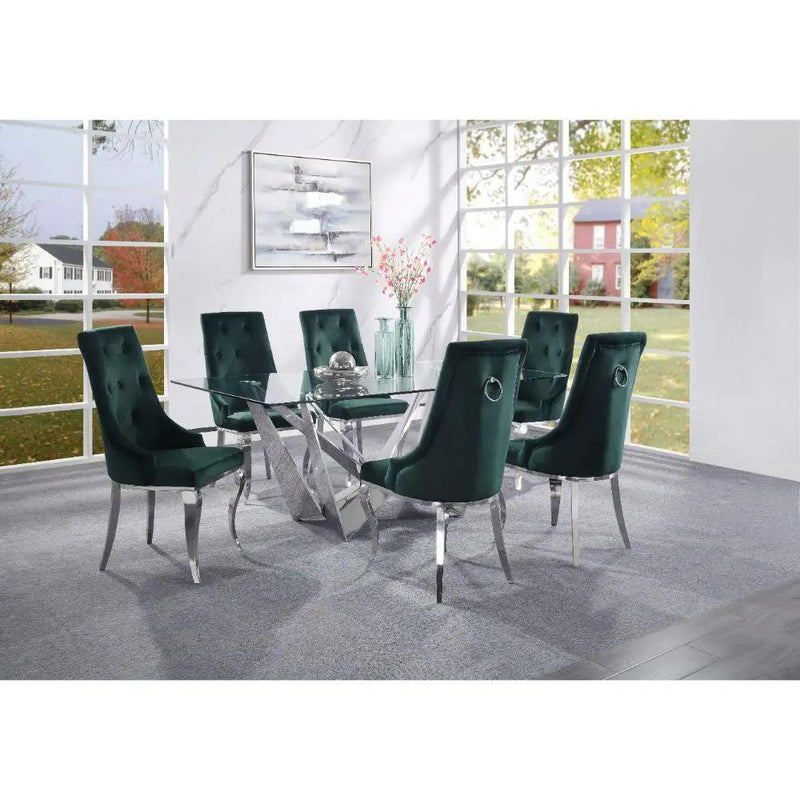 Dekel - Dining Table - Clear Glass Top & Stainless Steel by Unique Piece Furniture