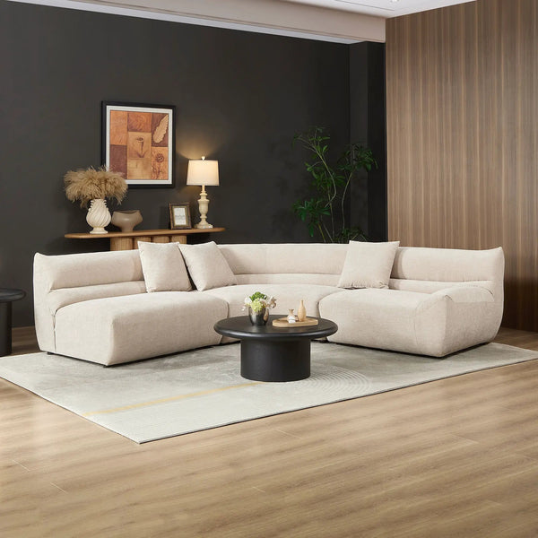 Modular Curved Sectional Sofa, 3-Piece Free-Form Configuration