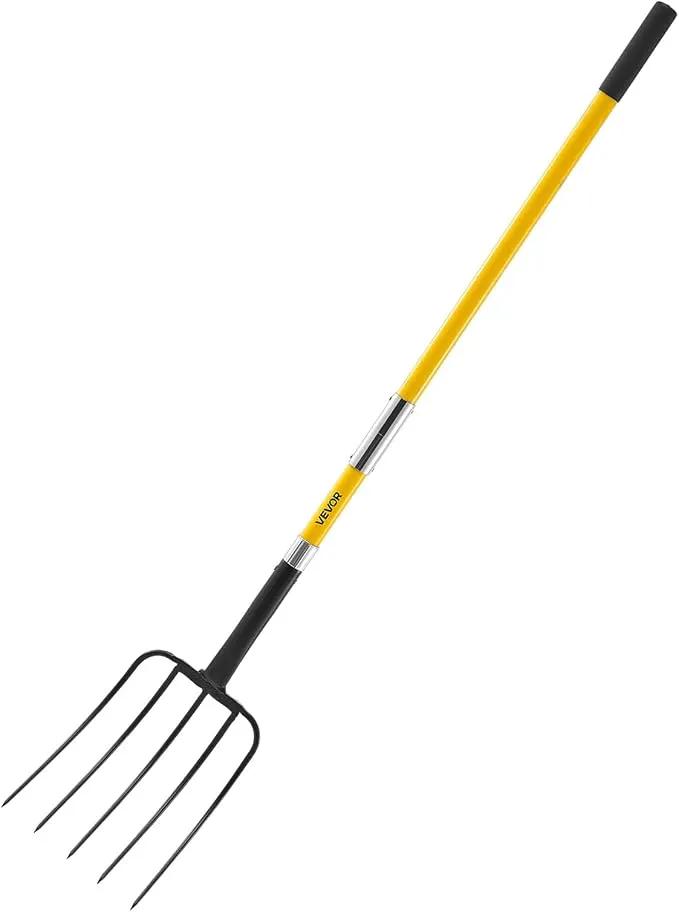 VEVOR Garden Fork, 5-Tine Gardening Pitchfork with Fiberglass Handle, 57 in Heavy Duty Digging Fork with Y Grip, Forged Steel Spading Fork for Hay Potato Composting Transplanting Aeration by GreenHaven Gardens