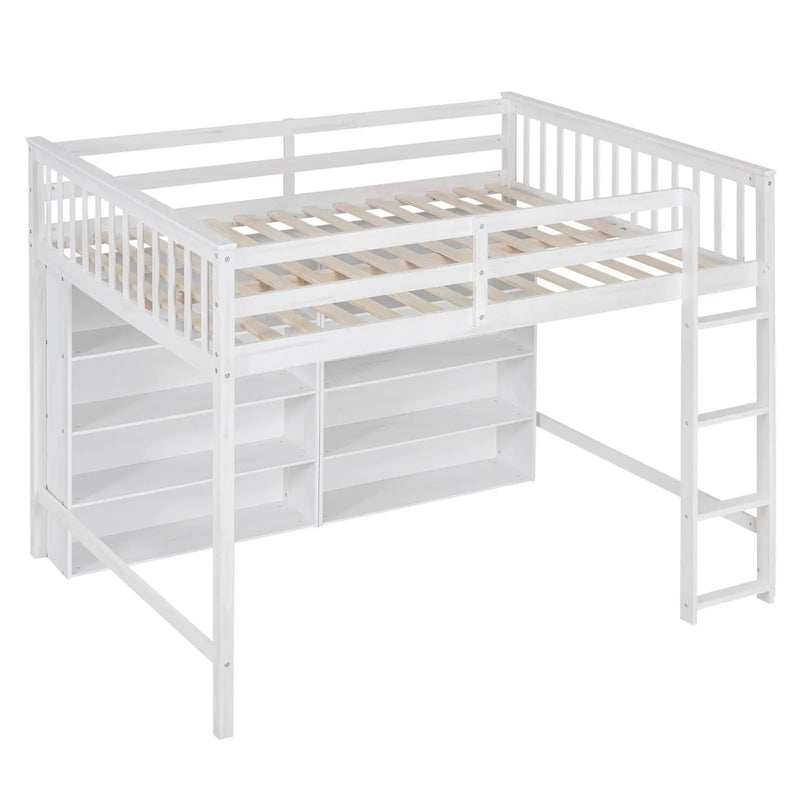 Loft Bed With 8 Open Storage Shelves And Built In Ladder by Unique Piece Furniture
