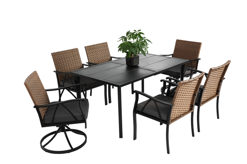 7 Piece Patio Dining Set with Outdoor Wicker Furniture by HouseOfZazla