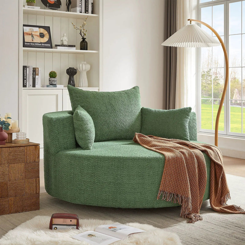 360° Swivel Accent Barrel Chair With 3 Removable Pillows For Living Room by HouseOfZazla