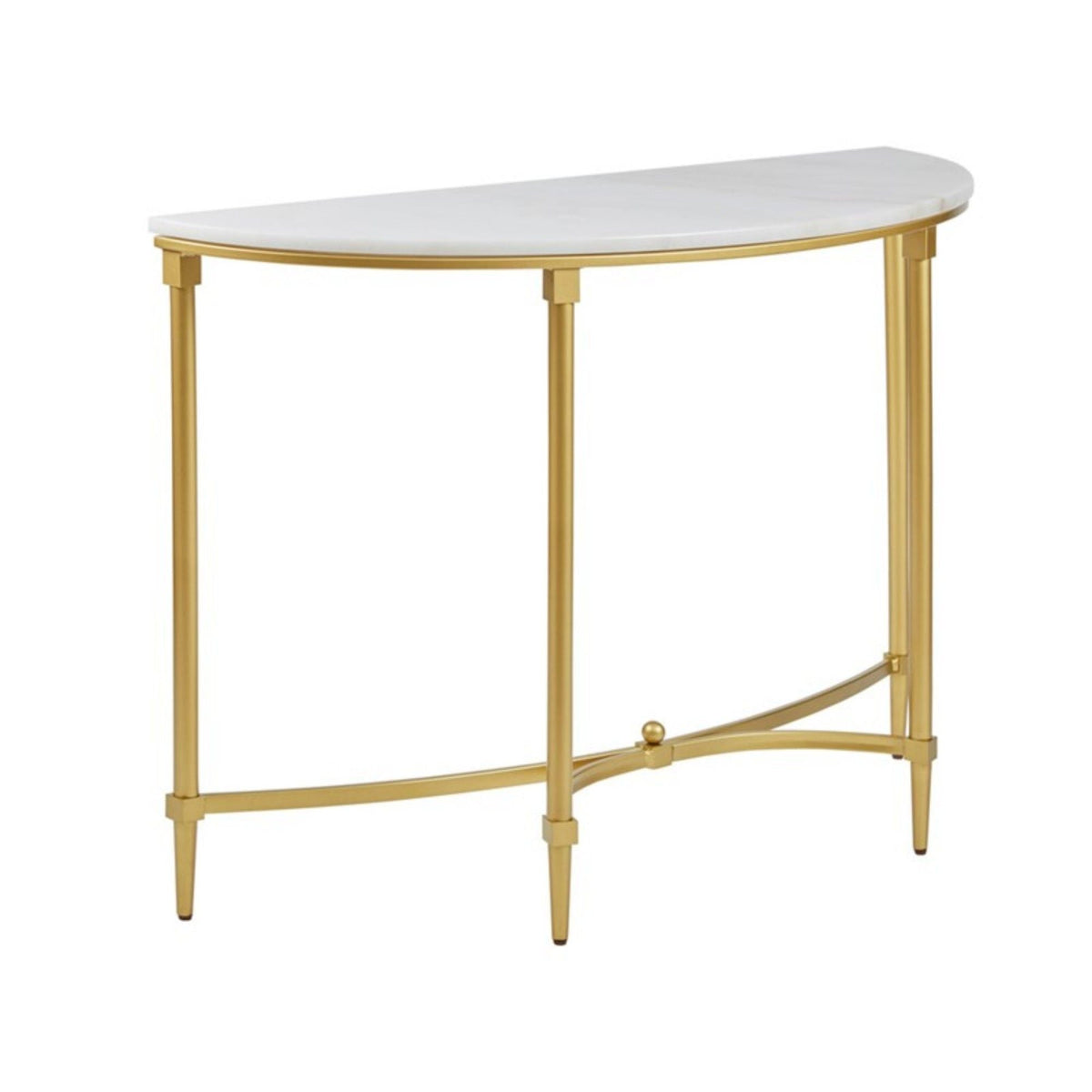 White Marble Console Table with Gold Metal Legs - Bordeaux