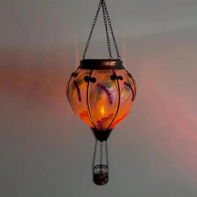 2PC Hot Air Balloon Solar Lantern with 2PC Shepherd Hook, Flickering Flame Hanging Solar Lanterns Outdoor Lights Waterproof Lanterns Decorative Garden Patio Yard Party Decor (Dragonfly) by GreenHaven Gardens