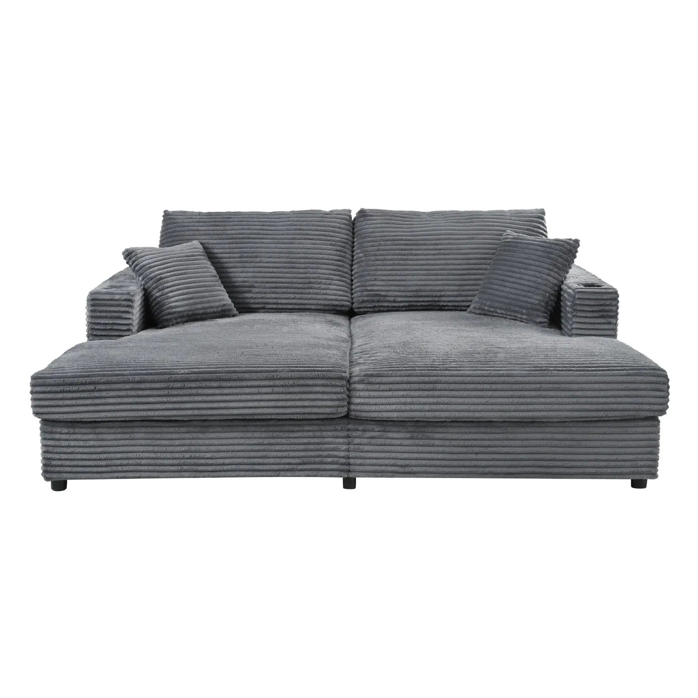 Oversized Loveseat Chaise With 2 USB Ports, 2 Cup Holders And 2 Throw Pillows by HouseOfZazla