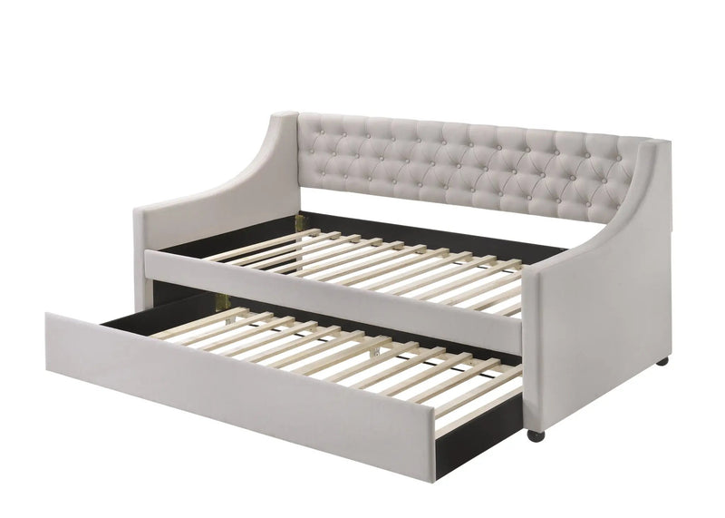 Lianna Fog Fabric Daybed with Trundle (Twin) by HouseOfZazla