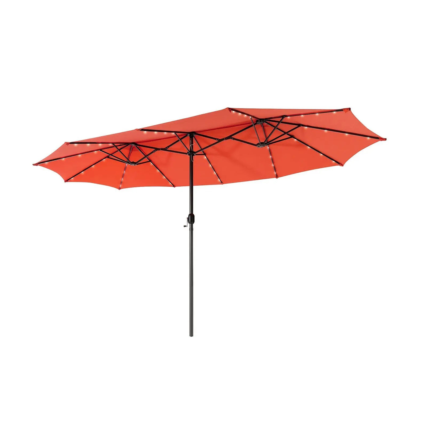 15 Feet Twin Patio Umbrella with 48 Solar LED Lights by DirectDeals