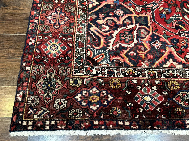 Rare Persian Bakhtiari Rug 10x13, Red, Semi Antique, Large Persian Carpet, Handmade by Jewel Rugs