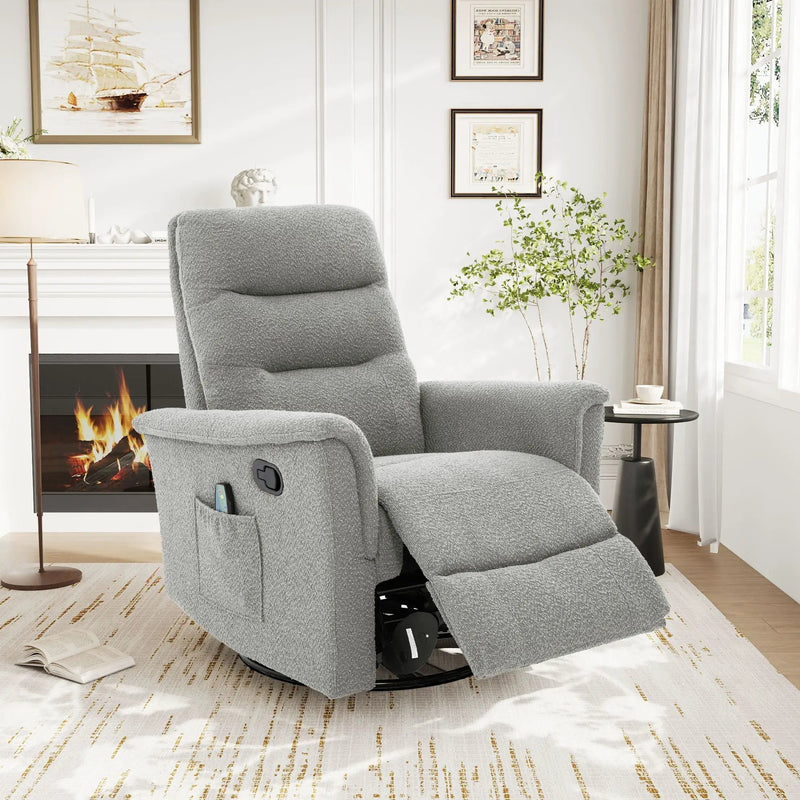 Manual Recliner Chair With 8-Point Massage and Swivel Function by HouseOfZazla