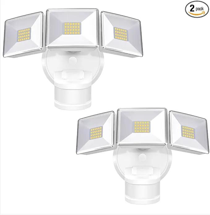 OREiN 2 Pack Motion Sensor Outdoor Lights, 4500LM/30W and 180°/50FT Big Motion Sensor, Dusk to Dawn Flood Lights Outdoor IP65 Waterproof 3 Modes LED Security Light for Garage, Yard, White (Hardwired) by GreenHaven Gardens