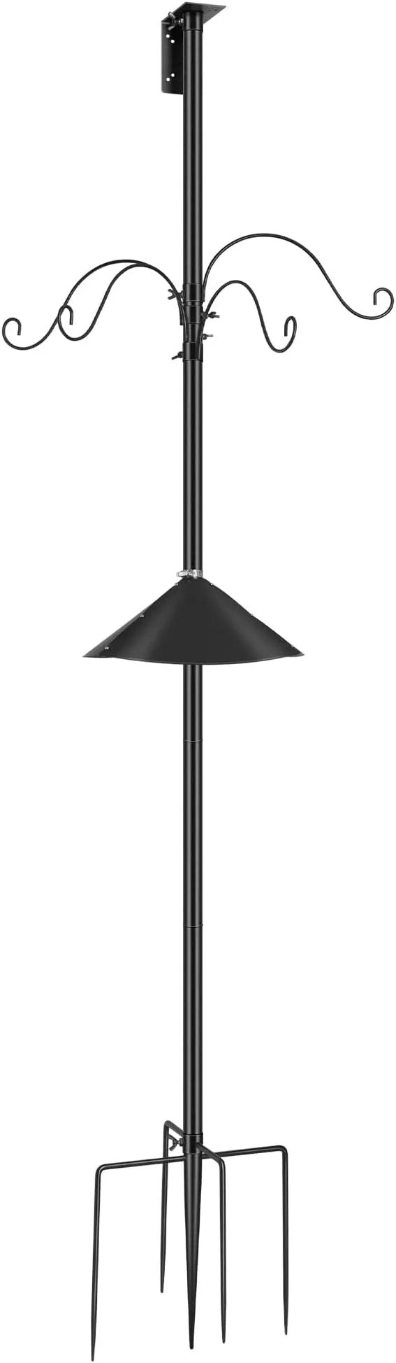 VIVOHOME 92 Inch Bird Feeder Pole with Squirrel Baffle and 4 Hooks, Outdoor Bird House Pole Mount Kit with 5 Prong, Heavy Duty Adjustable Bird Feeder Stand by GreenHaven Gardens