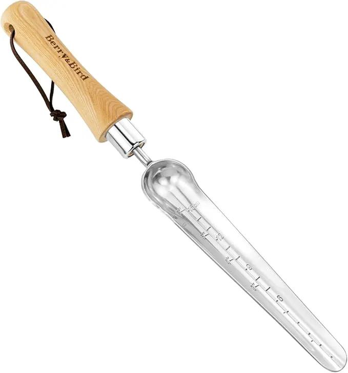 Berry&Bird Seeding Widger,Stainless Steel Seed Dibber Tool with Measuring Scale,Wooden Handle Garden Bulb Trowel for Seed Planting Tool Hand Shovel Planter Transplanter Dibber Soil Digginng by GreenHaven Gardens