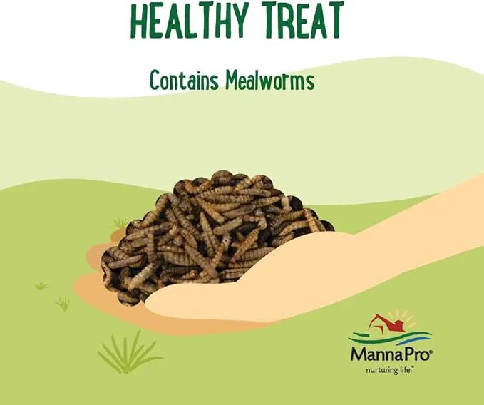 Manna Pro Farmhouse Favorites Mealworms Poultry Treat - Protein Treat for Chicken - Poultry, Turkey, Ducks, Geese, and Guinea Fowl Treat - Contains 50% Protein - 100% Natural Poultry Snack - 2lbs by GreenHaven Gardens