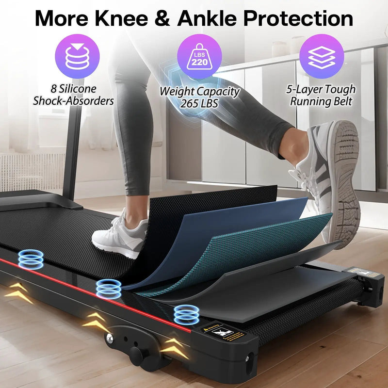 Foldable Electric Treadmill With 2.5Hp Motor, 12Km / H Speed, 3 Incline Levelstooth Music, Heart Rate Sensor, Spacious Running Belt For Indoor - Black by HouseOfZazla