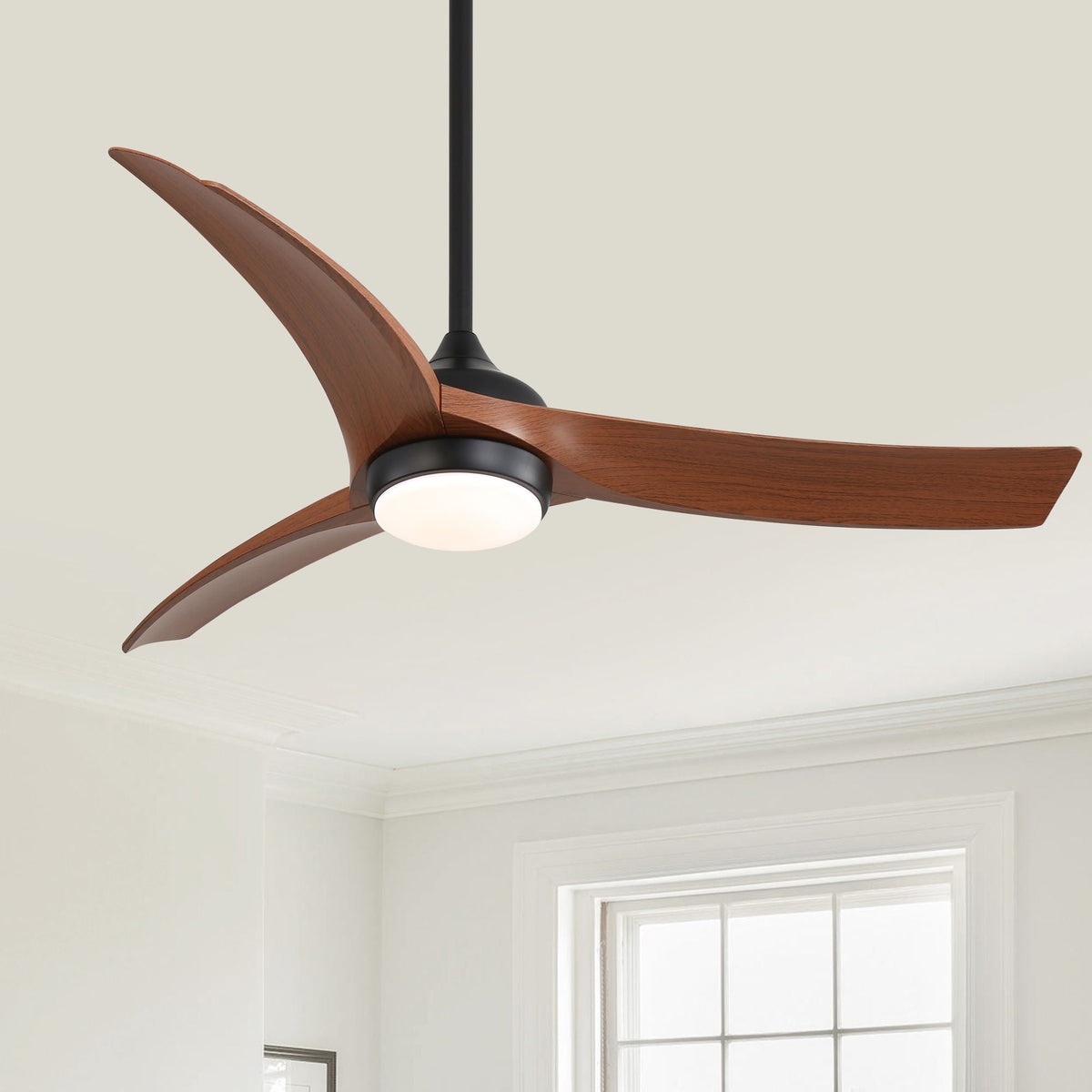 Ceiling Fan With 3 Blades, Remote Control, Dimmable Light - Black, photo 2 of 4