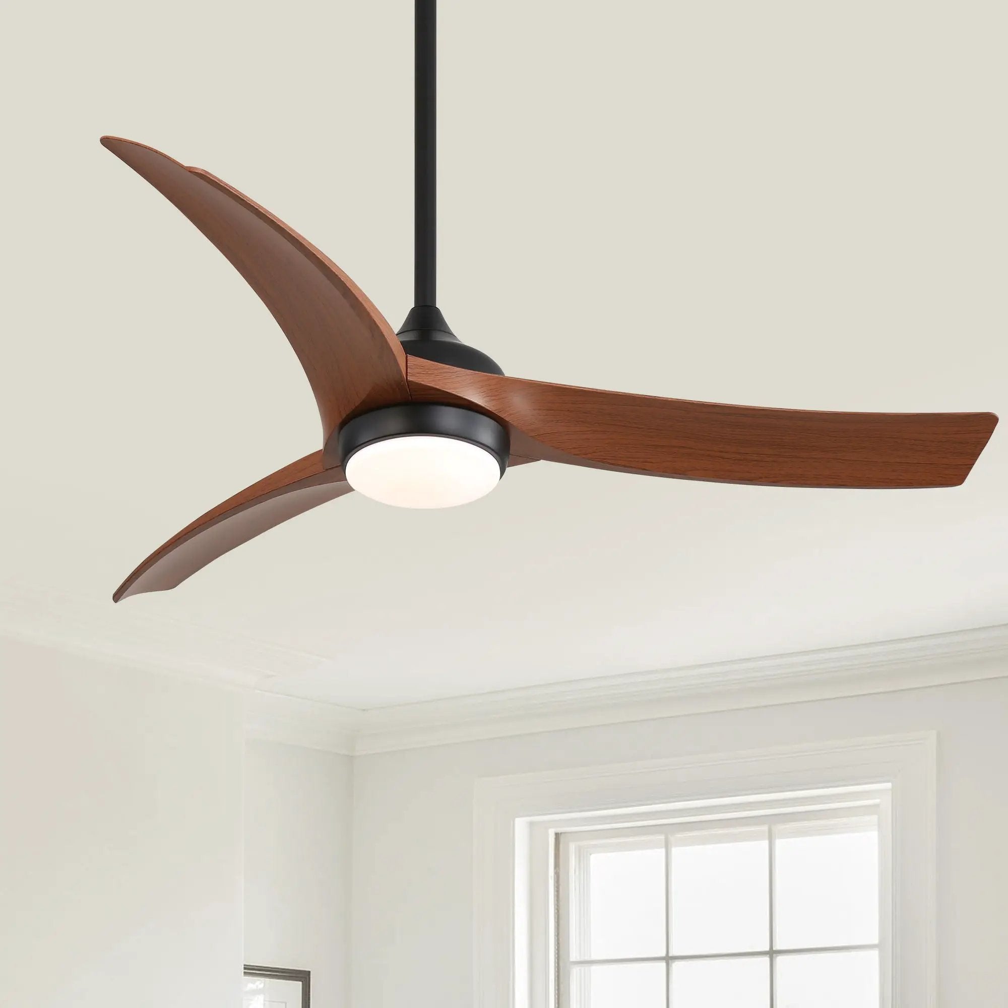 Ceiling Fan With 3 Blades, Remote Control, Reversible DC Motor, Dimmable Light, And Timer - Black by HouseOfZazla