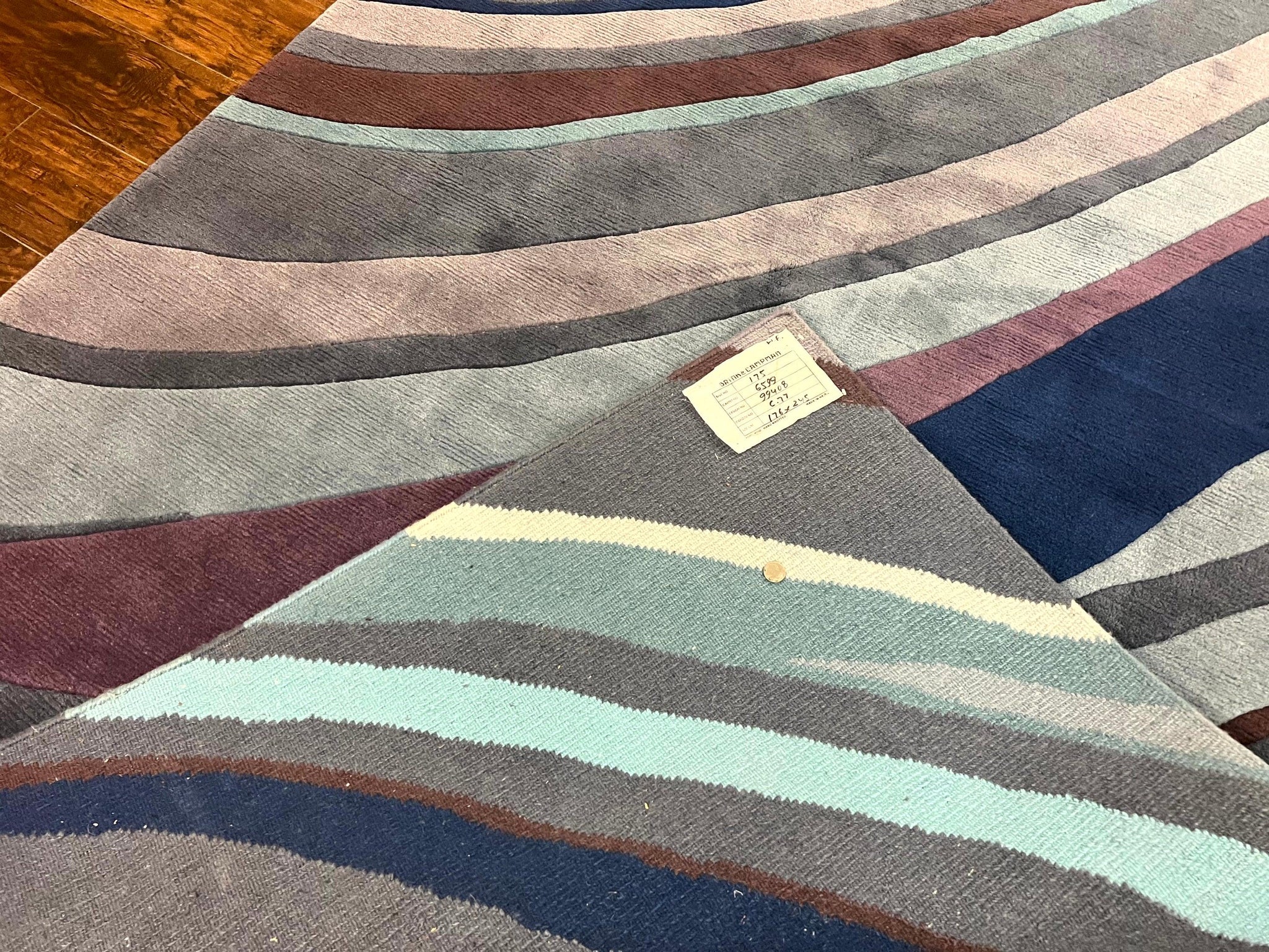 Modern Nepali Handmade Wool Rug 6x8, Blues Gray Mauve, Abstract, Nepali Tibetan Rug by Jewel Rugs