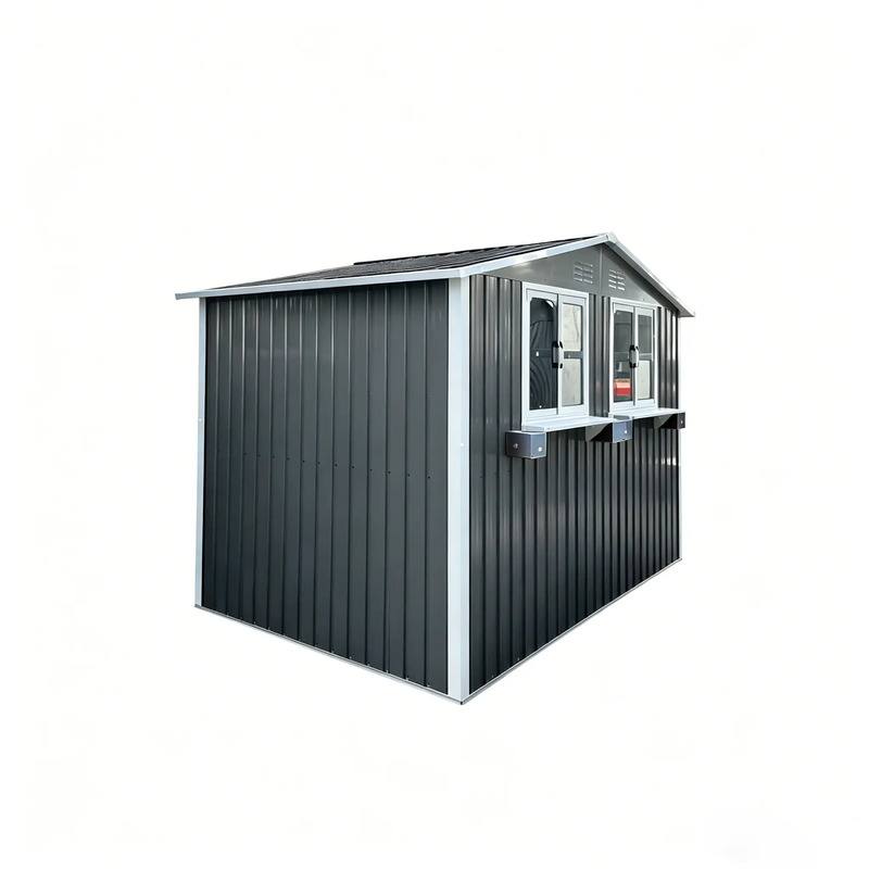 6x9 FT Outdoor Metal Storage Shed with Window & Flower Rack by HouseOfZazla