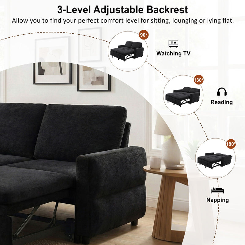 Convertible Sofa Bed Loveseat With Adjustable Backrest And USB Ports by HouseOfZazla