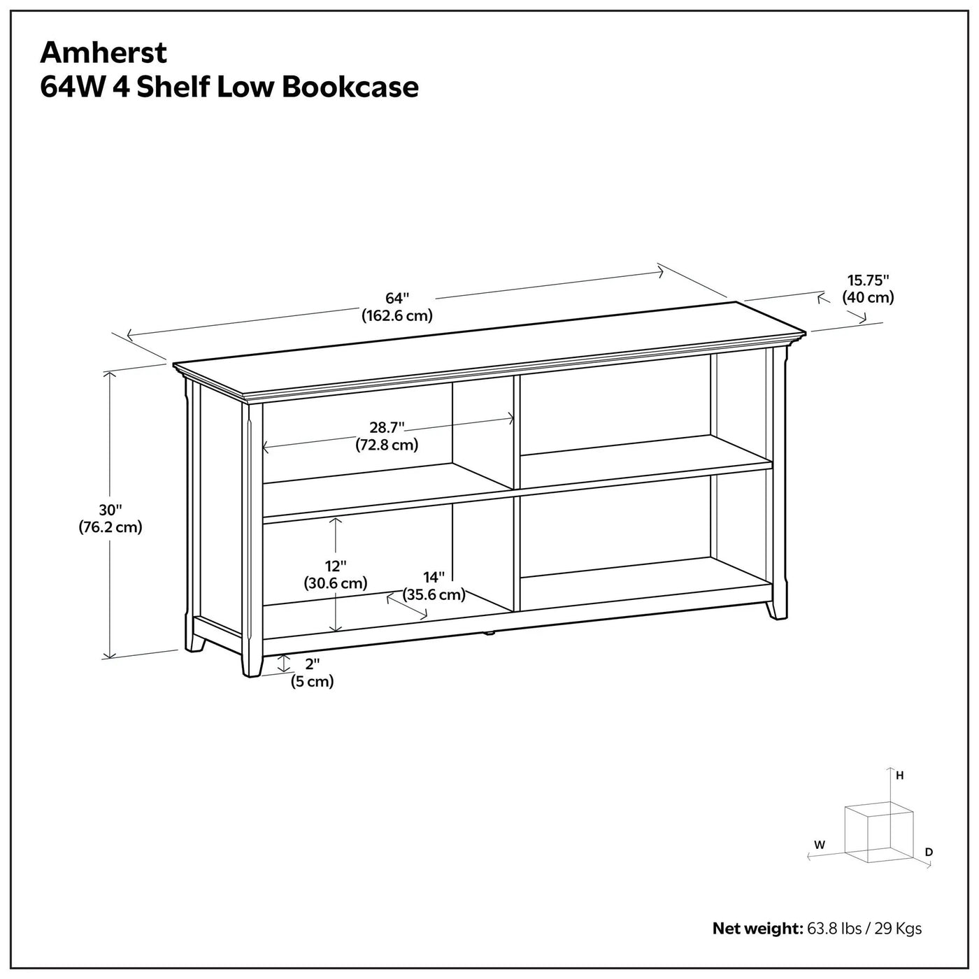 Amherst - Low 4 Shelf Bookcase by HouseOfZazla