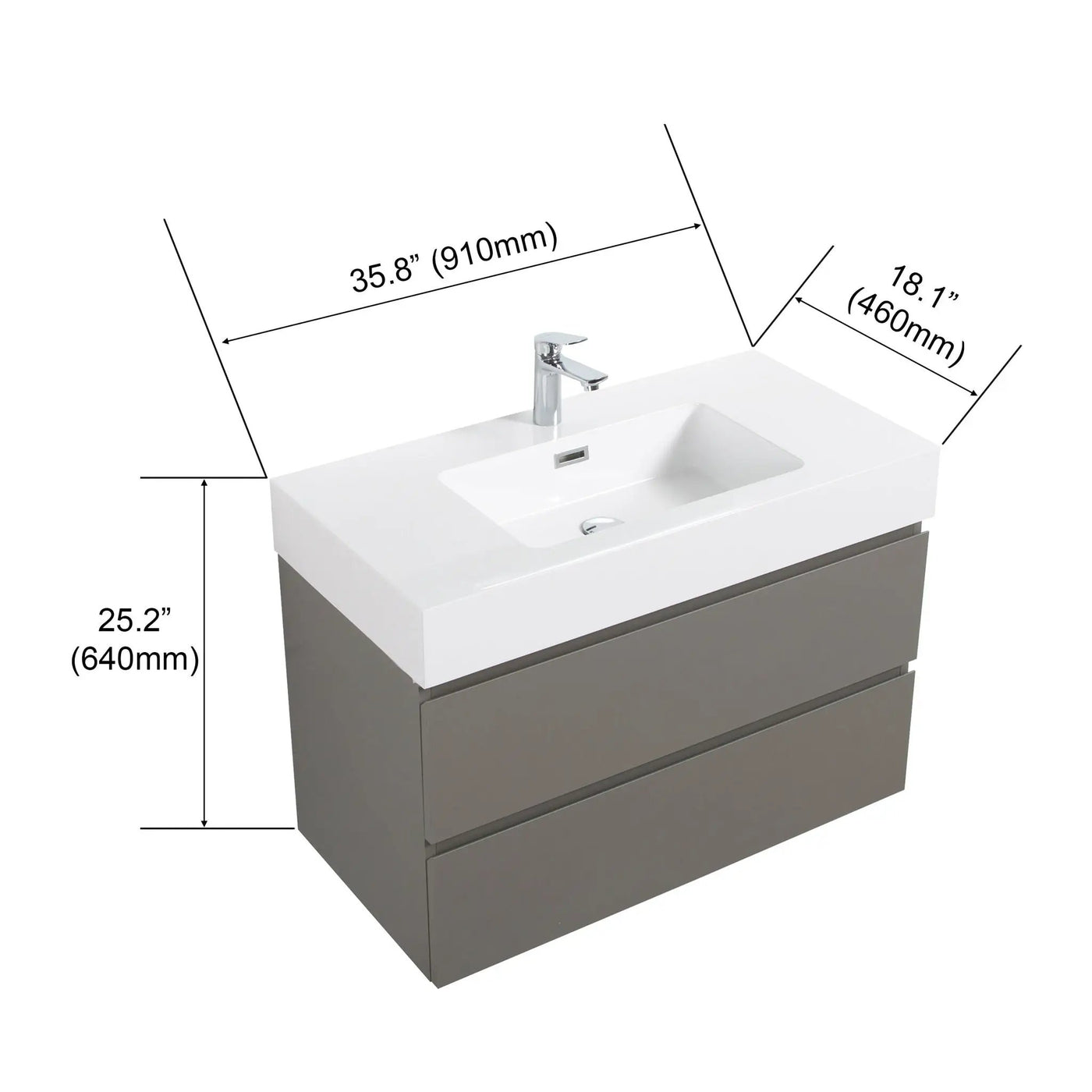 Alice - Bathroom Vanity With Sink, Large Storage Wall Mounted Floating Bathroom Vanity For Modern Bathroom, One-Piece Sink Basin Without Drain And Faucet by HouseOfZazla