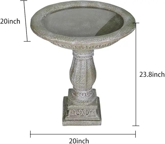 SKYFIRE 20”Dia.X 23.8”Tall Outdoor Birdbath with Pedestal - Modern Garden Birdbaths Outdoor Decor for Bird Spa & Birdfeeder, Floor Bird Baths for Garden Patio, Yard, Lawn by GreenHaven Gardens