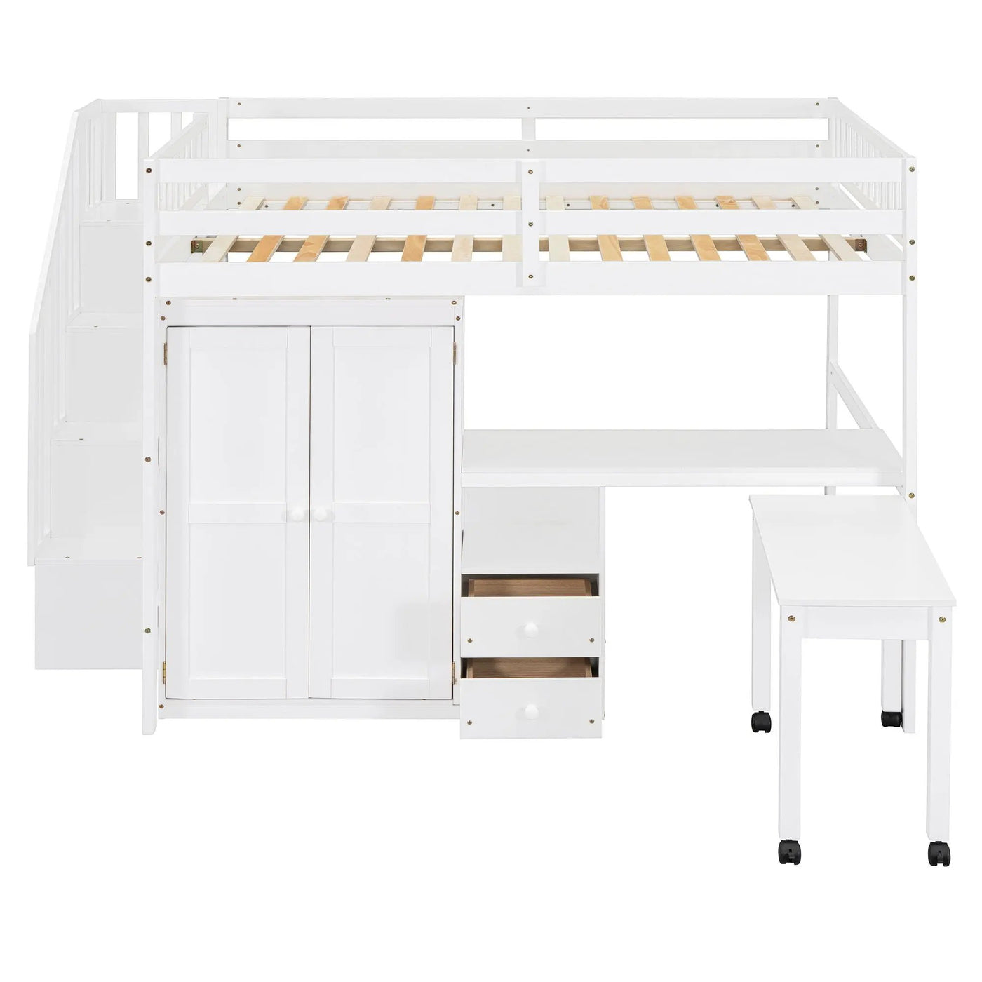 Loft Bed With Stairs, Bookshelf, Drawers, Desk & Wardrobe, Space Saving Multifunctional Furniture by Unique Piece Furniture