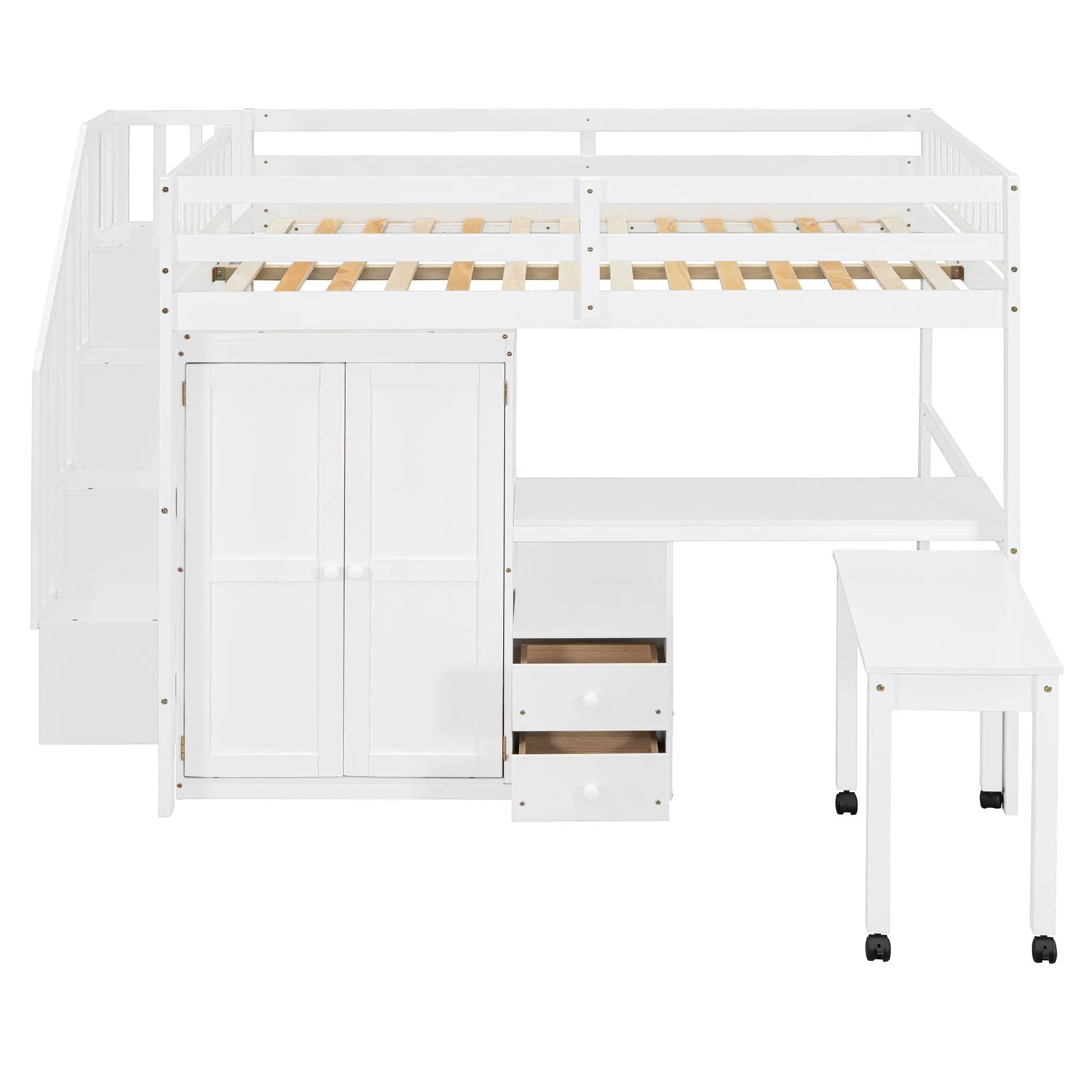 Loft Bed With Stairs, Bookshelf, Drawers, Desk & Wardrobe, Space Saving Multifunctional Furniture by Unique Piece Furniture