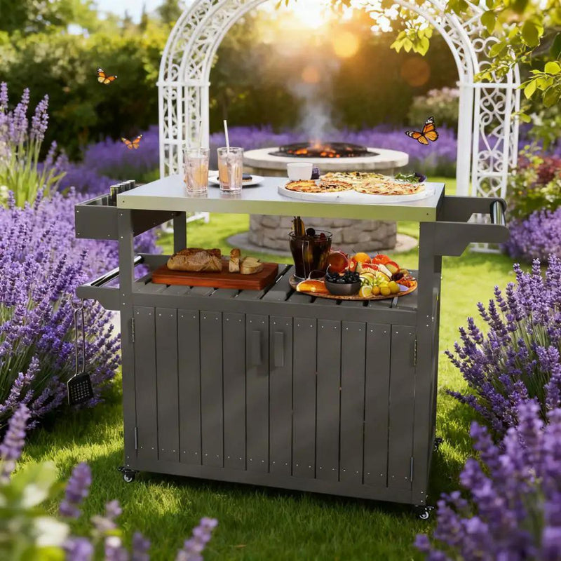 Convenient Outdoor Bar Cart with Storage and Wheeled Kitchen Island by HouseOfZazla