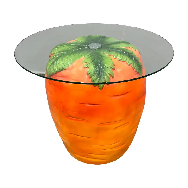 Carrot Shaped Side Table with Glass Top by HouseOfZazla