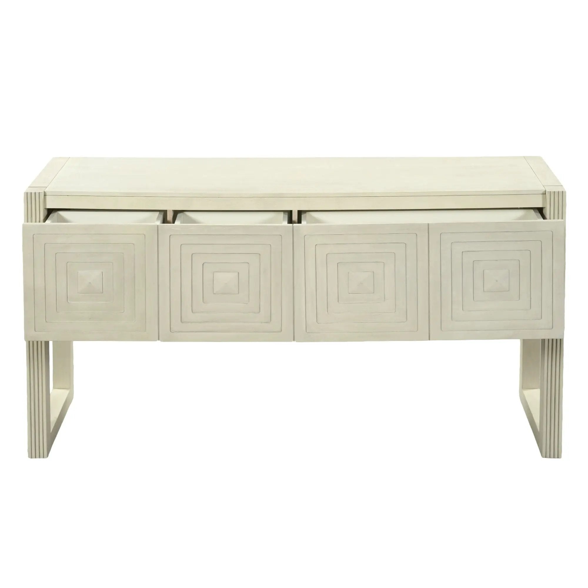 Geometric Carved Console Table With 3 Soft Close Drawers by HouseOfZazla