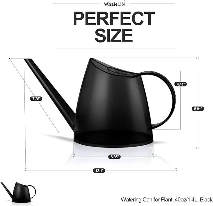 WhaleLife Indoor Watering Can for House Bonsai Plants (1.4L, Black) by GreenHaven Gardens