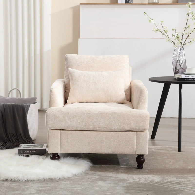 Modern Mid Century Wood Frame Armchair With Tufted Design by Unique Piece Furniture