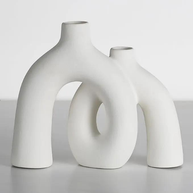 CEMABT Modern Nordic Boho Vase Set - Elegant White Matte Ceramic Home Decor for Living Room, Bookshelf, Mantel, Entryway Table & Console Décor | Shelf Decorations Gift by GreenHaven Gardens