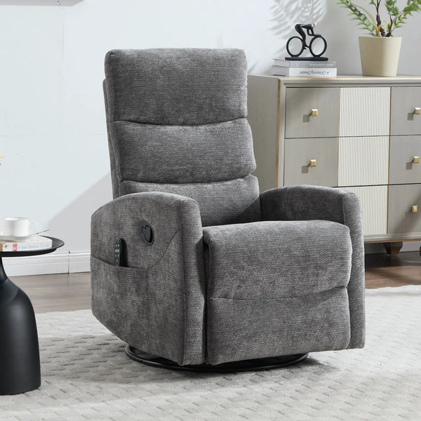Heat Massage Manual Recliner Chair with Rocker and Swivel in Fabric