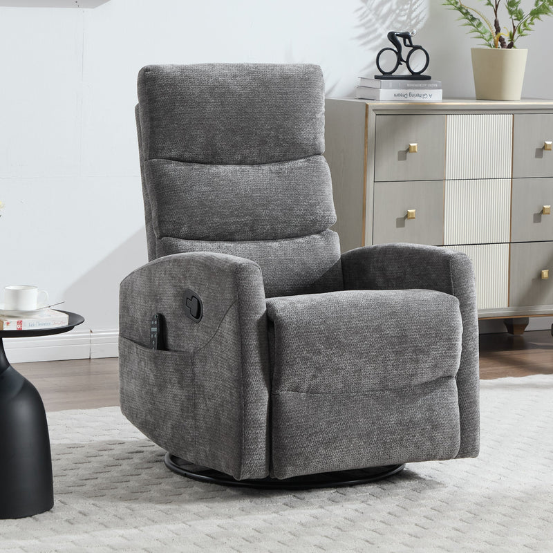 Heat Massage Manual Recliner Chair with Rocker and Swivel in Fabric by HouseOfZazla