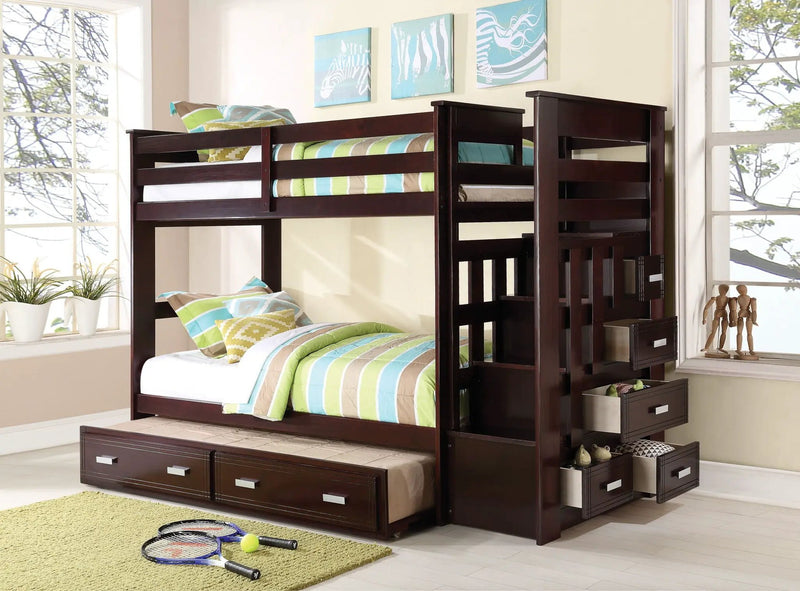 Allentown - Twin / Twin Bunk Bed With Trundle Storage - Espresso by Unique Piece Furniture