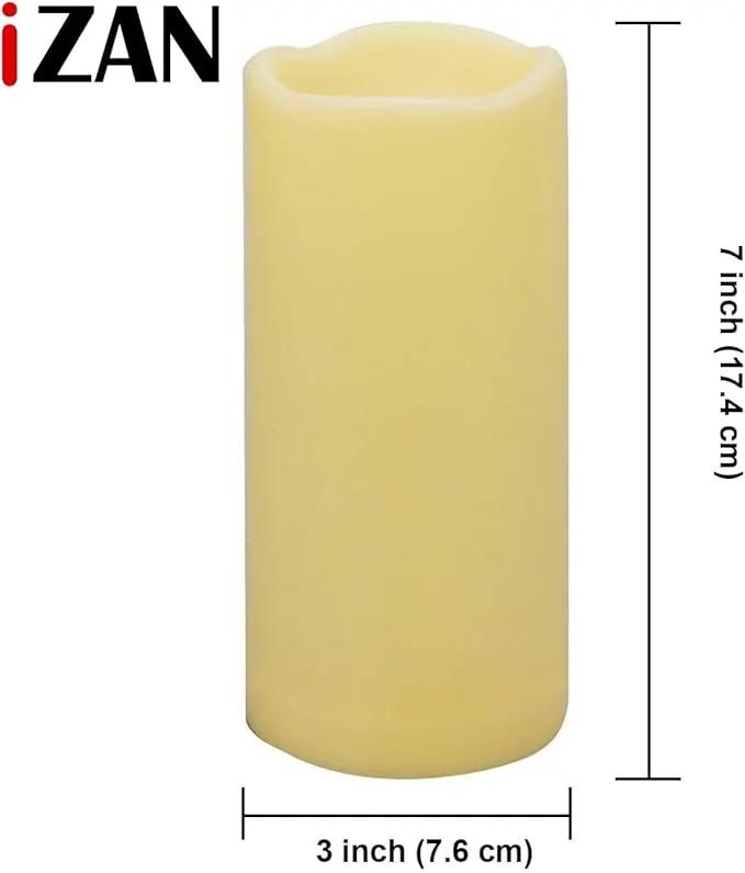 iZAN 1 PCS Outdoor Flameless LED Pillar Candle with Remote & Timer - Long Lasting Waterproof Flickering Battery Operated Electric Candle for Christmas Lantern Party Wedding Decoration 3"x7" by GreenHaven Gardens