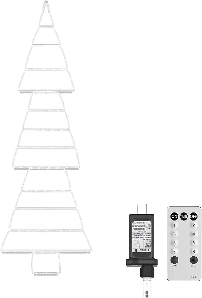 LED Christmas Lights Outdoor, 4.6ft Ladder Lights, Plug-in Christmas Tree Hanging Lights, Waterproof 8 Light Modes Christmas Decoration Lights for Indoor, Wall, Window, Garden - Warm White by GreenHaven Gardens