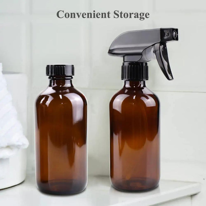 Wedama Amber Glass Spray Bottles, 2 Pack 16 oz Glass Spray Bottles for Cleaning Solutions and Essential Oils, Refillable Empty Spray Bottle with Adjustable Nozzles for Alcohol, Plant and Hair Care by GreenHaven Gardens