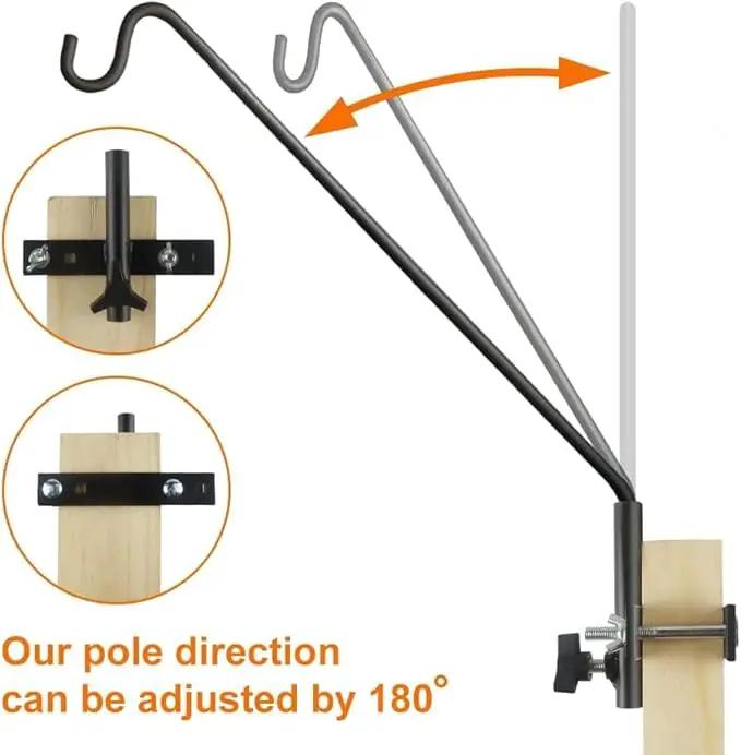 ERYTLLY 2 Packs Extended Rail Hook Fence Deck Bird Feeder Hook 360 Degree Rotary and Length Adjustable Plant Bracket for Feeders, Planters, Suet Baskets, Lanterns, Wind Chimes and More by GreenHaven Gardens
