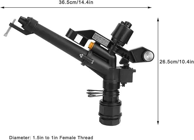 Rocking Arm Sprinkler, 1.5in to 1in DN25 Female Thread Adjustable 360 Degree Rotating Rocking Arm Impact Mini Sprinkler with Nozzle Set by GreenHaven Gardens