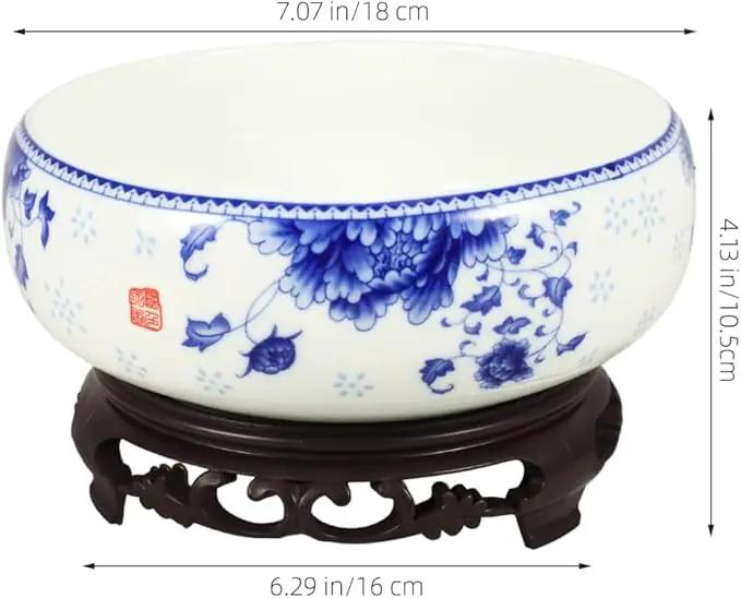 Ceramic Chinese Pot White Water Lily Bowl Ceramic Plant Pot Hydroponic for Garden Home Office-8Inch by GreenHaven Gardens