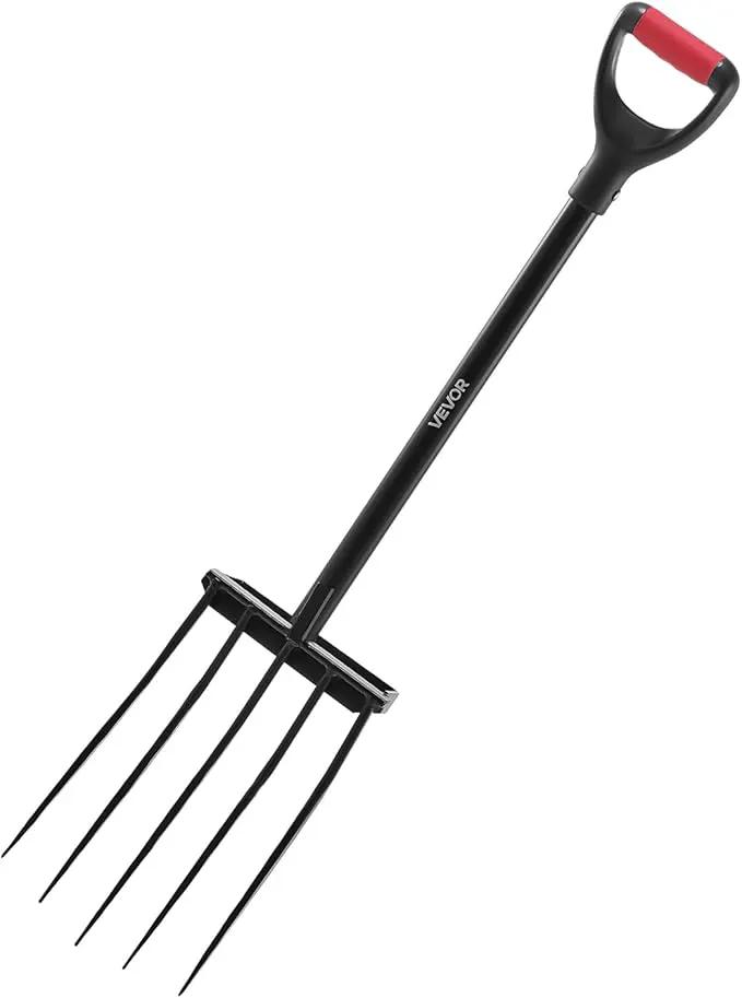VEVOR Garden Fork, 5-Tine Gardening Pitchfork with Metal Handle, 41 in Heavy Duty Digging Fork with Y Grip, Forged Steel Spading Fork for Hay Potato Composting Transplanting Aeration by GreenHaven Gardens