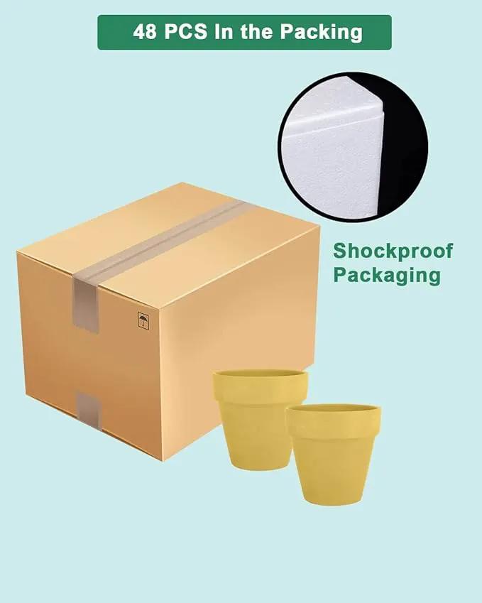 vensovo 48 Pcs 2" Tiny Terracotta & Terra Cotta Pots with Drainage - Yellow Small Mini Clay Ceramic Pottery Planter Ideal for Indoor/Outdoor Plants, Crafts, Wedding Favors by GreenHaven Gardens