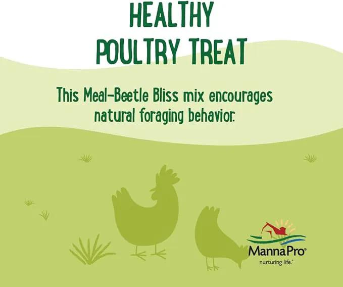Manna Pro Farmhouse Favorites Beetle Bliss Poultry Treat – Blend of Mealworms and Beetles – All Natural Treat for Chickens, Ducks, Geese, Turkeys, & Guinea Fowl – 45% Protein – 25oz by GreenHaven Gardens