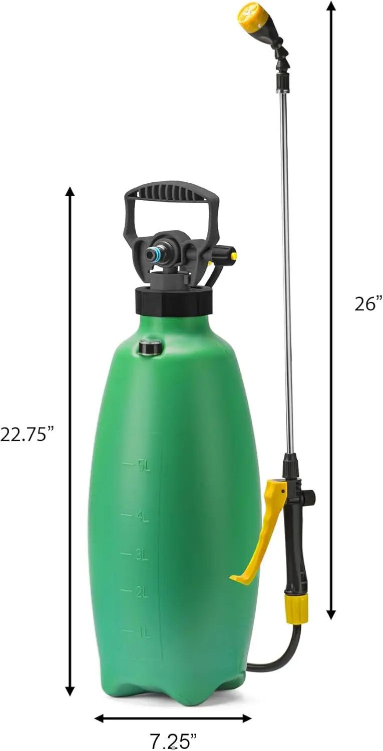Aussie EzySpray™ 1.3 Gal No-Pump Garden Sprayer – Power Pouch™ Self-Pressurizing, Handheld with 4 Spray Patterns, Comfort Grip Wand, Chemical & Water Use by GreenHaven Gardens